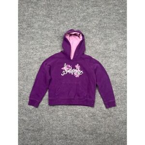Sideout Girls Purple Floral Graphic Pullover Hoodie Sweatshirt Kids Large 12/14